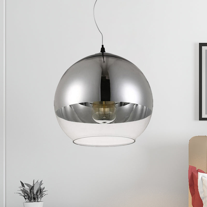 6"/8"/10"W Globe Pendant Lighting Post-Modern Glass 1 Light Sliver Hanging Ceiling Light