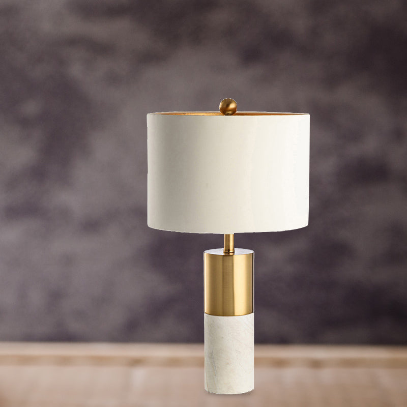 Lampe de table à abat-jour en métal avec base en marbre, style moderne, 1 lumière blanche, éclairage de table pour chambre à coucher