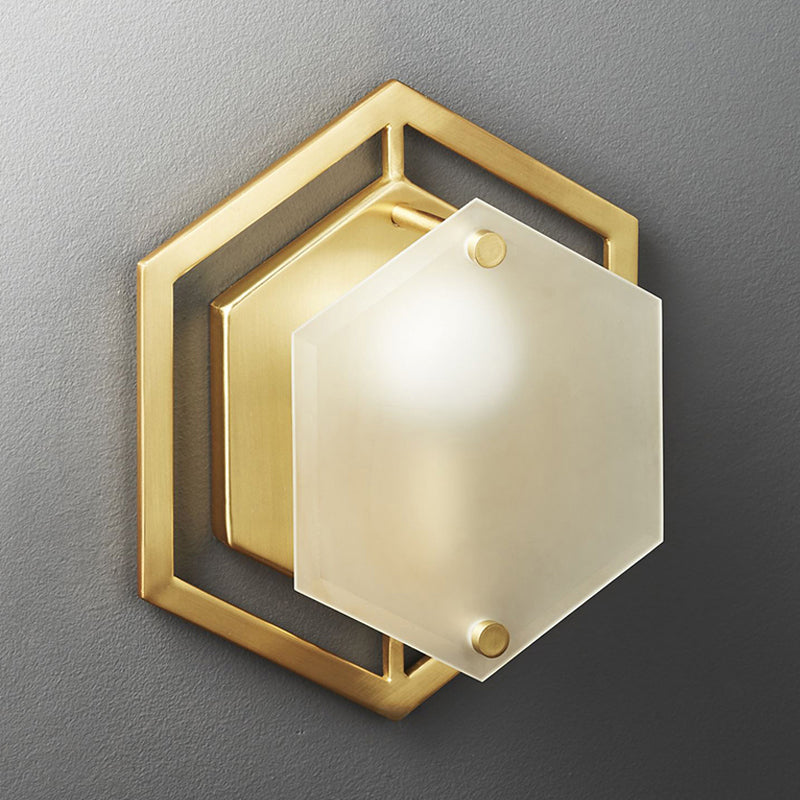 Hexagon Lampe Lampe Traditionelle Metall 1 Kopf Goldwandbeleuchtung für den Flur