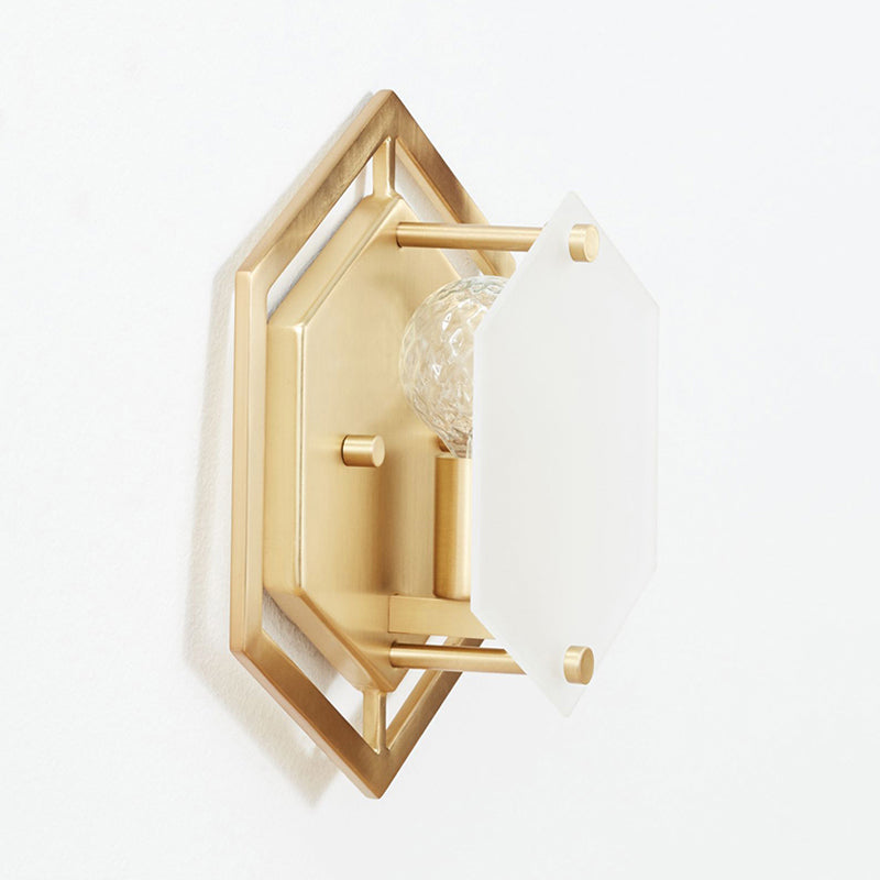 Hexagon Lampe Lampe Traditionelle Metall 1 Kopf Goldwandbeleuchtung für den Flur