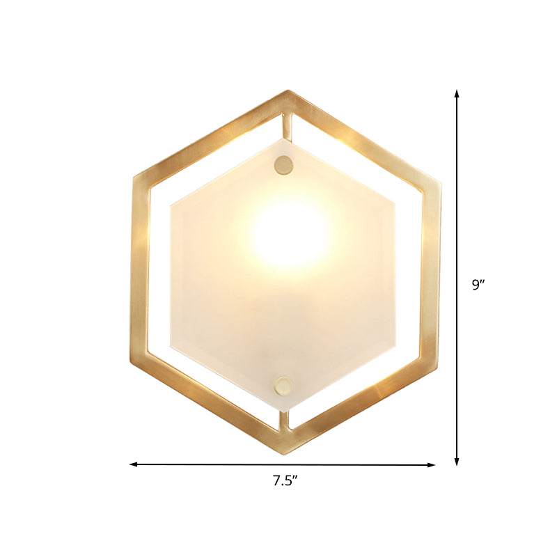Hexagon Lampe Lampe Traditionelle Metall 1 Kopf Goldwandbeleuchtung für den Flur