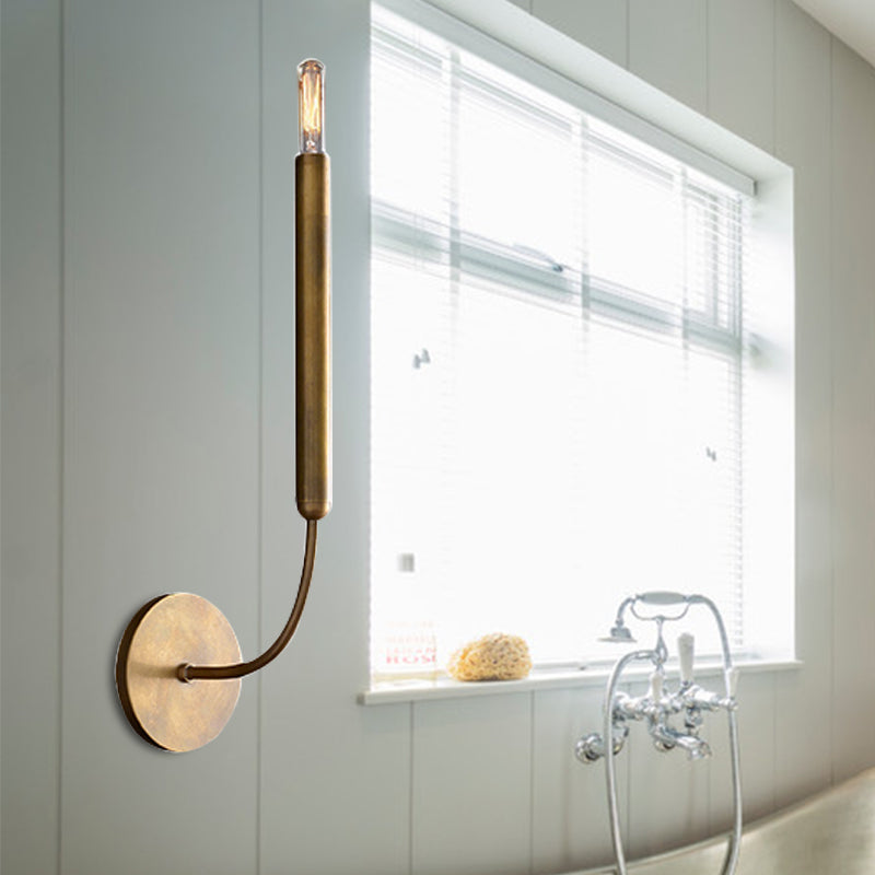 1/2 Bulbs Tube Wall Lamp Tradition Metal Sconce Light Fixture in Black/Brass for Dining Room