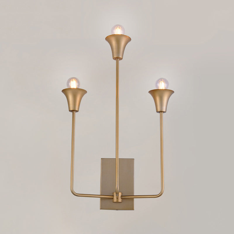 Starburst Wall lampe traditionnelle Métal 3 Bulbes Lilhage d'éclairage en laiton pour la chambre