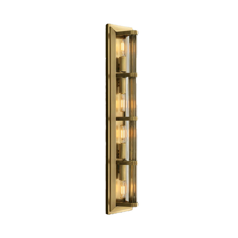 Tube Sconce Light Traditionary Metal 2/3/4 Heads Black/Gold Wall Lamp Fixture for Living Room