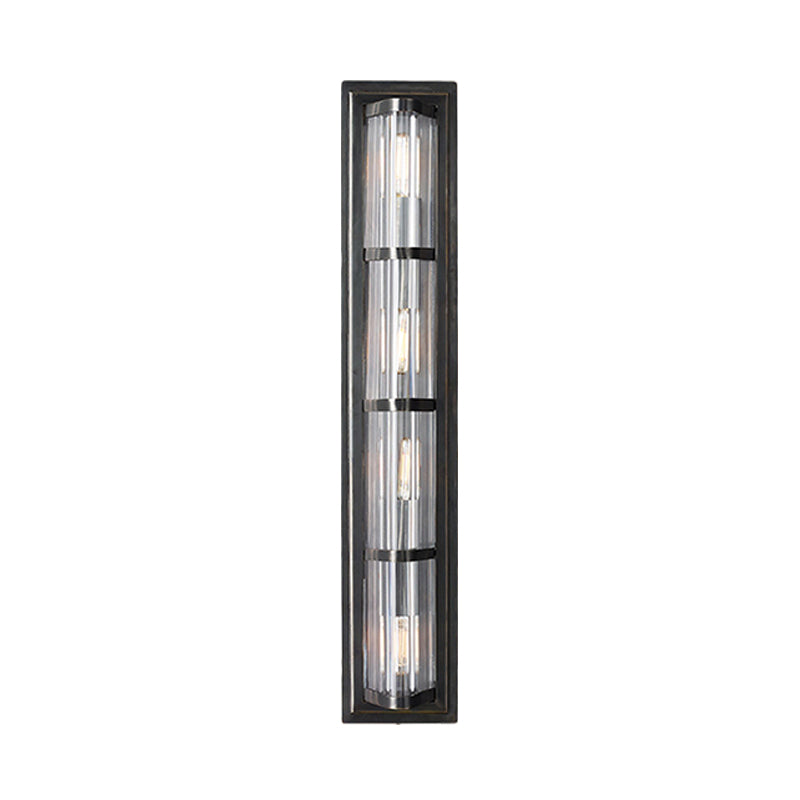 Tube Sconce Light Traditionary Metal 2/3/4 Heads Black/Gold Wall Lamp Fixture for Living Room