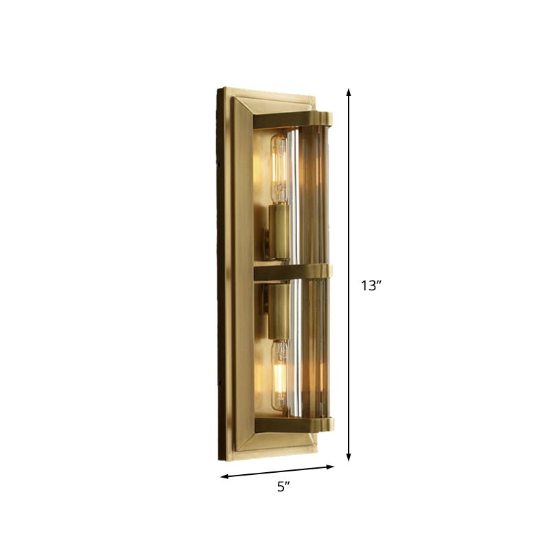 Tube Sconce Light Traditionary Metal 2/3/4 Heads Black/Gold Wall Lamp Fixture for Living Room
