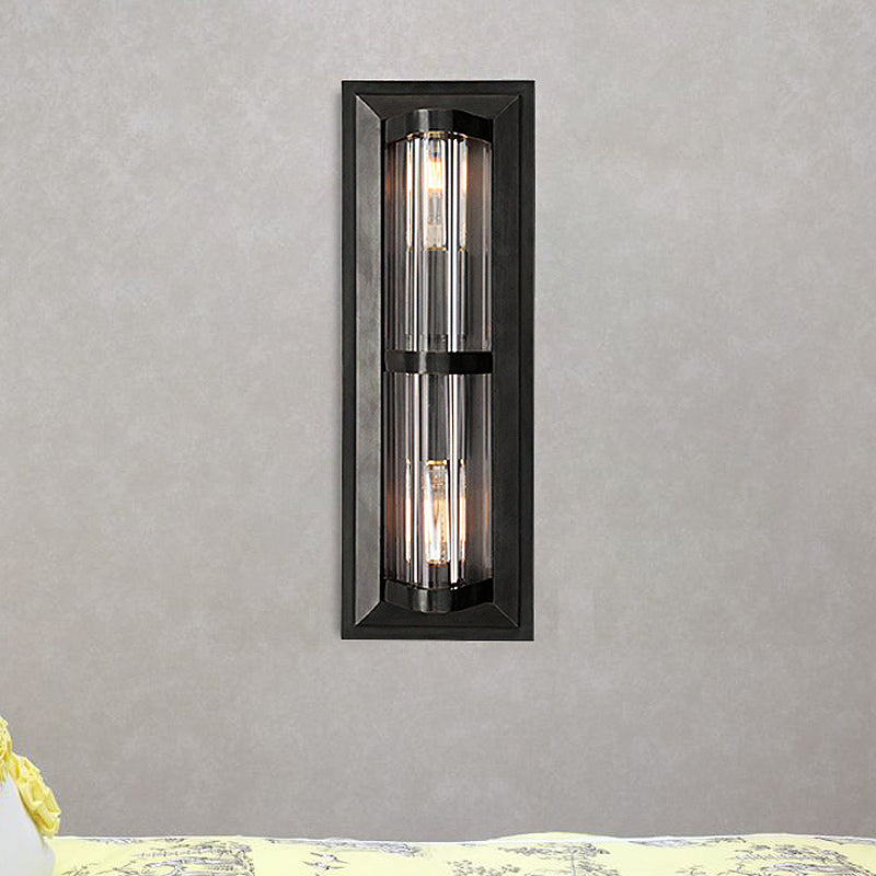 Tube Sconce Light Traditionary Metal 2/3/4 Heads Black/Gold Wall Lamp Fixture for Living Room