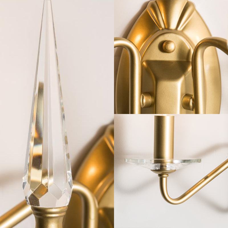 Lampe de bougie lampe traditionnelle métal 2 têtes d'éclairage mural d'éclairage en or avec bras incurvé