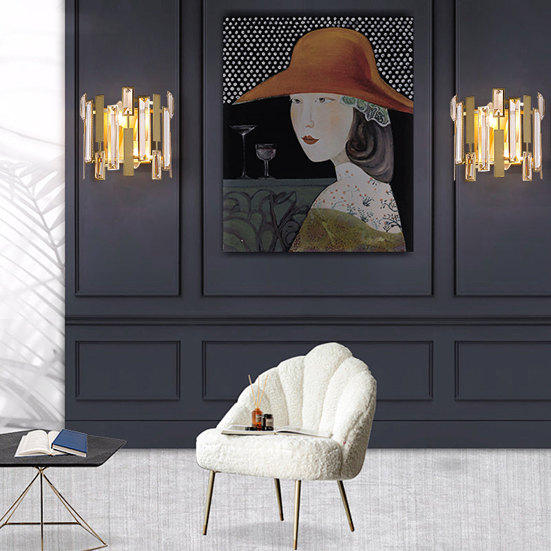 Laser Cut Conce Light Traditional Crystal 2 Bulbes Gold Wall Murd Murned pour le salon