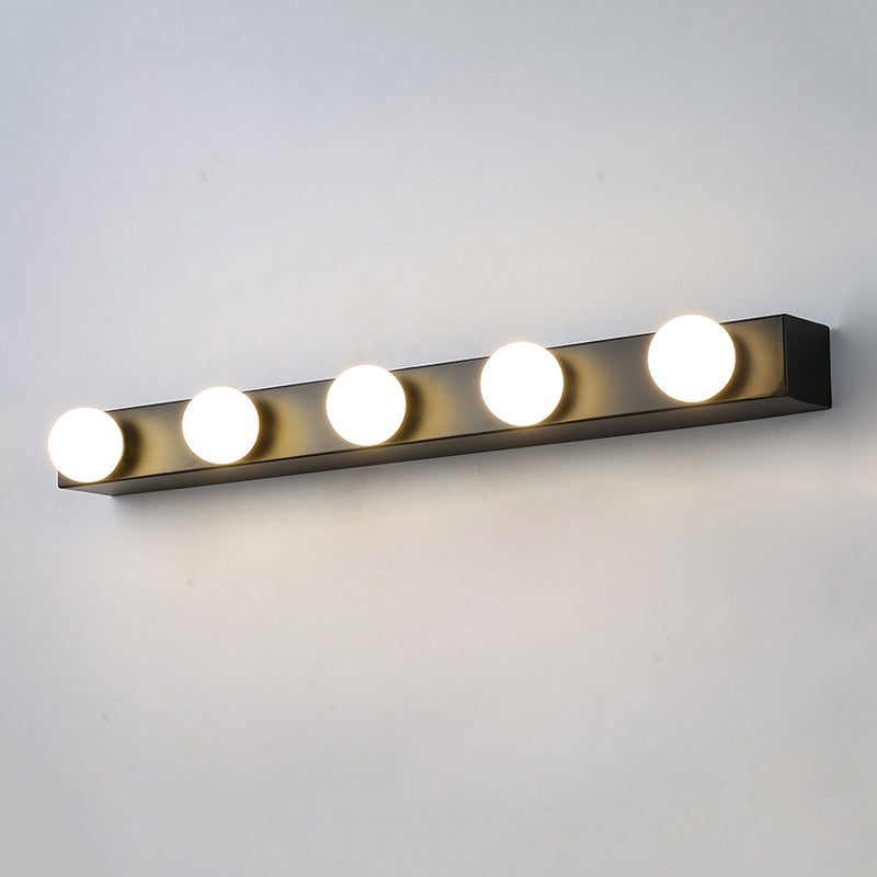 Finitura nera/bianca Open Bulb Vanity Lighting Freeture Minalismo Stile 4/5 teste Luce a parete in metallo per bagno