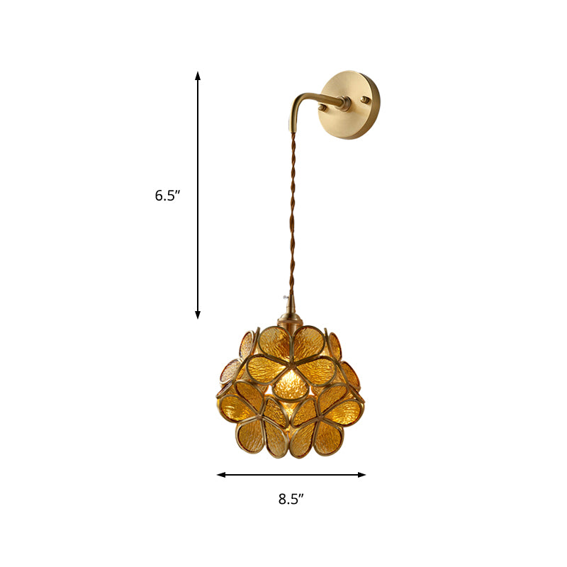 1 Glühbirnenschlafzimmerlampe Lampe Tradition Wandbeleuchtung mit Blume Weiß/Rosa/Blau -Glasschatten
