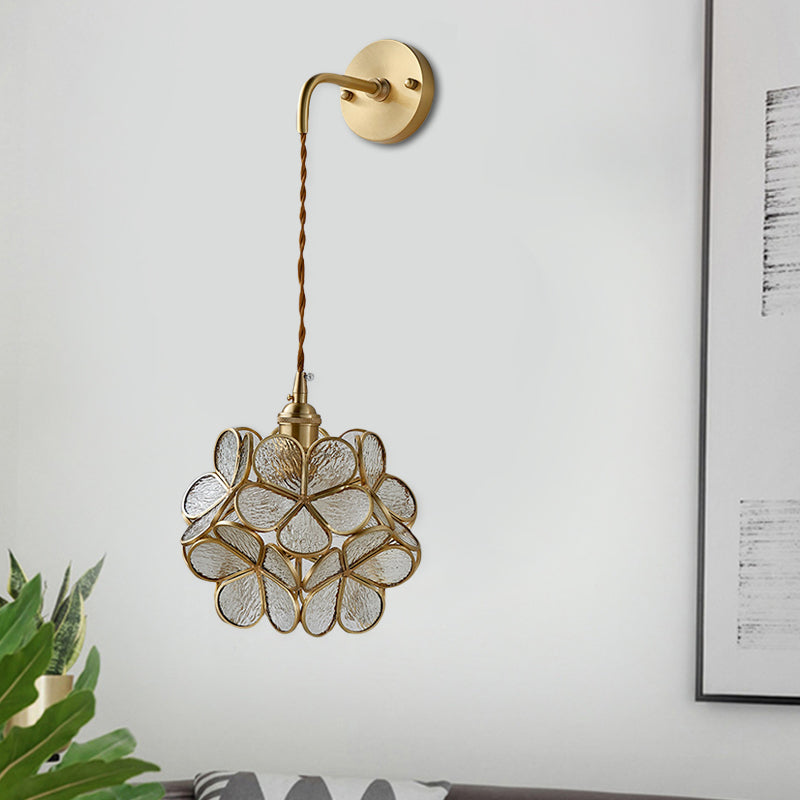 1 Glühbirnenschlafzimmerlampe Lampe Tradition Wandbeleuchtung mit Blume Weiß/Rosa/Blau -Glasschatten