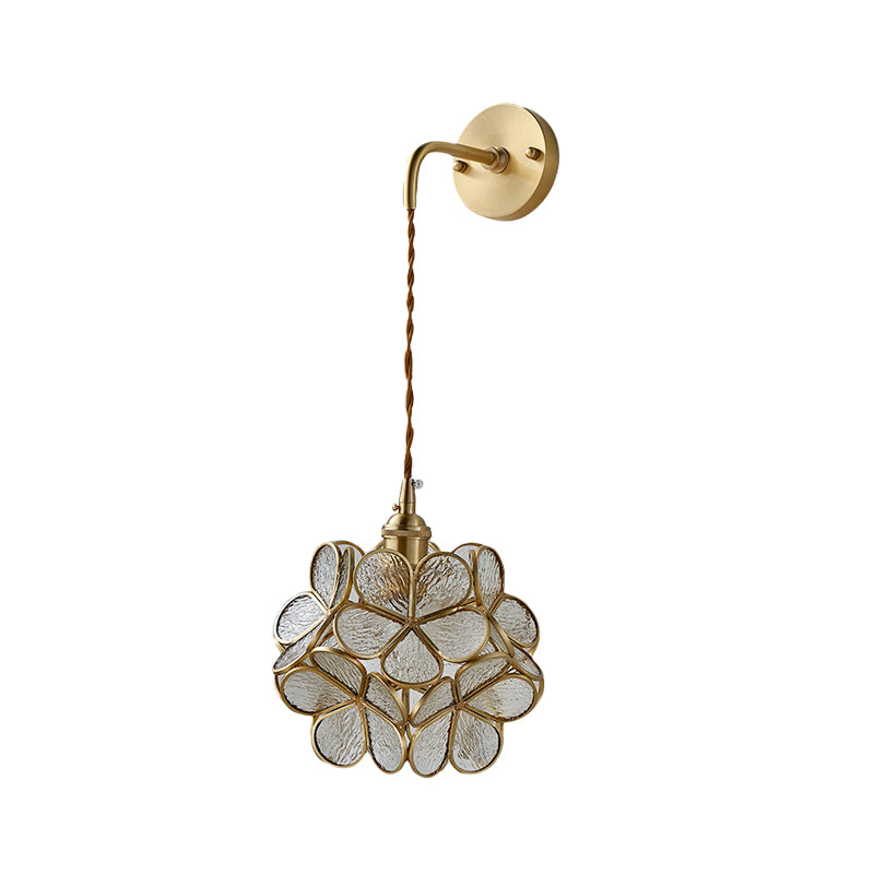 1 Glühbirnenschlafzimmerlampe Lampe Tradition Wandbeleuchtung mit Blume Weiß/Rosa/Blau -Glasschatten