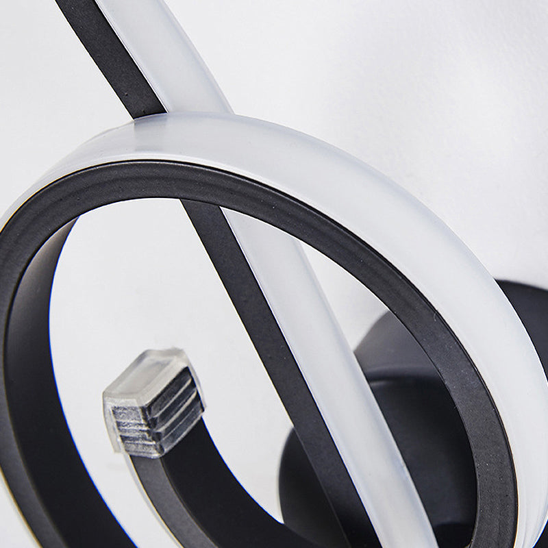 Application murale de chambre en forme de rythme STYPE MODERNE MORD MUR MUR MURD DE LED NOIR / BLANC