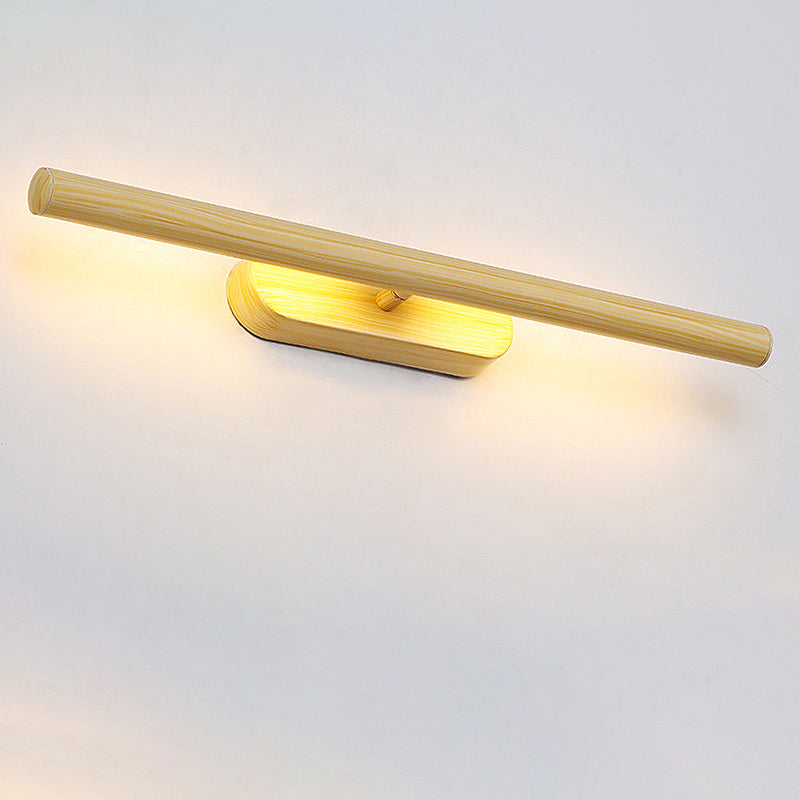 Tube Wood Vanity Wall Lamp Modernist 19"/23"/27" Wide Led Beige Wall Mounted Vanity Light Fixture in White/Warm/Natural Light
