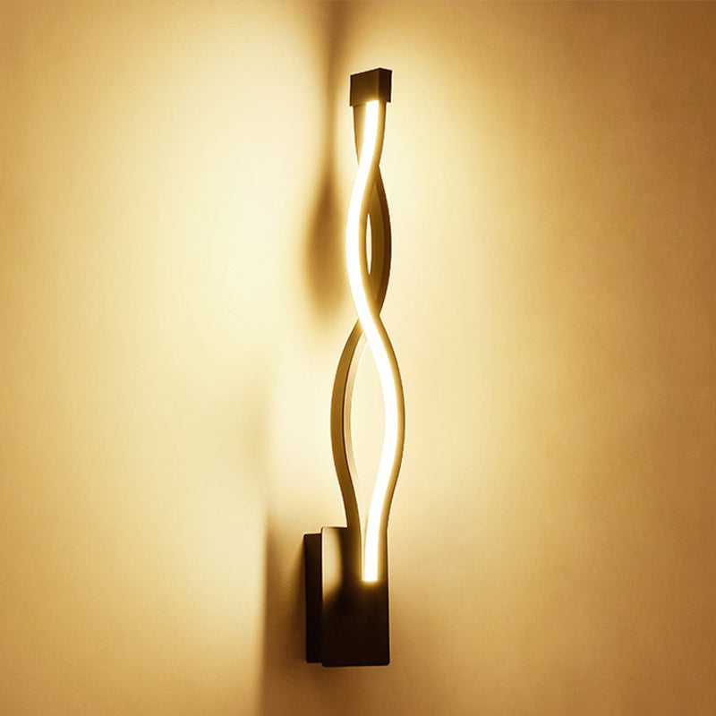 Acrylic Twisting Body Wall Light Sconce Modern Black/White Wall Mount Lamp in Neutral/Warm/White Light