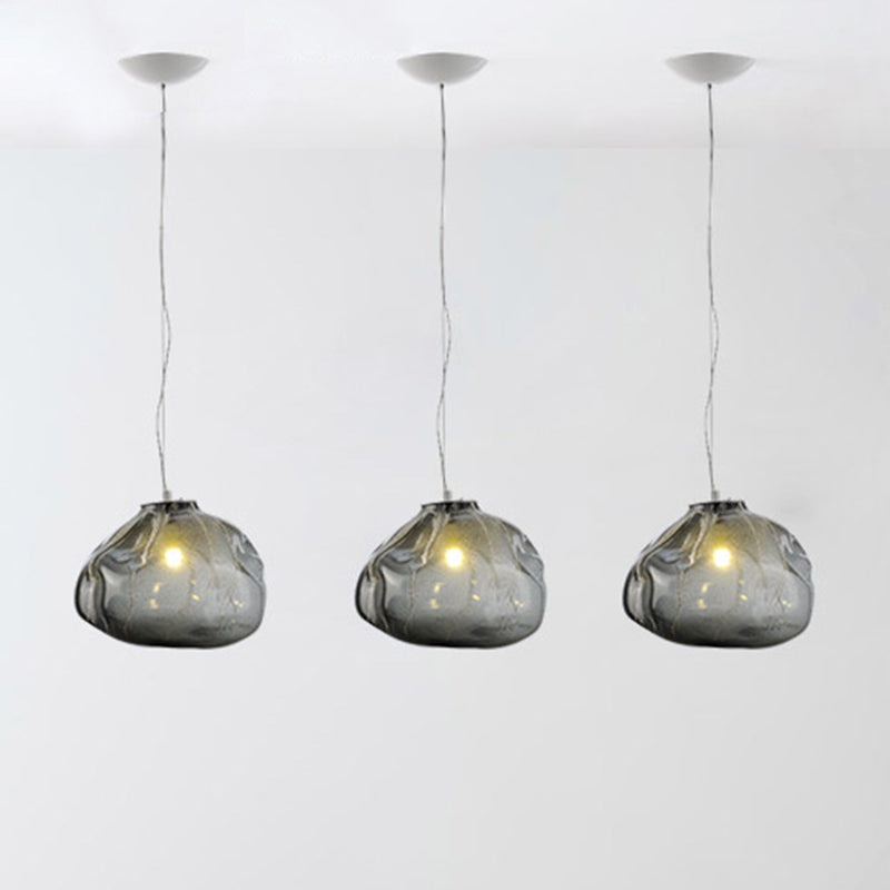 Luce a sospensione a forma di nuvola Contemporanea Clear/Smoke Grey Slown a mano 1 Bulbo Lampada per appenderla
