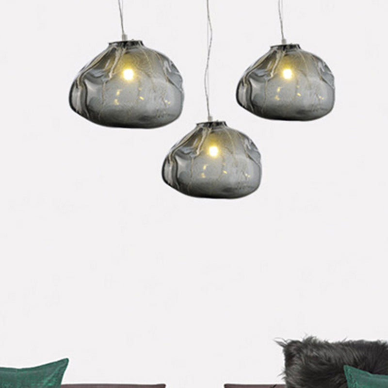 Luce a sospensione a forma di nuvola Contemporanea Clear/Smoke Grey Slown a mano 1 Bulbo Lampada per appenderla
