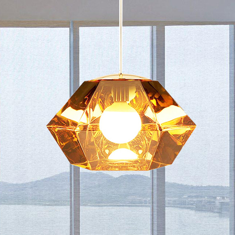 Diamond Anhänger Beleuchtung postmodernes Glas 1 Licht klar/bernsteinfarben