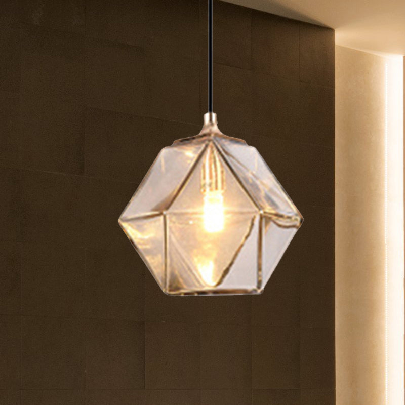 Geometric Pendant Lighting Modern Glass 1 Light Grey/Amber Hanging Pendant Light