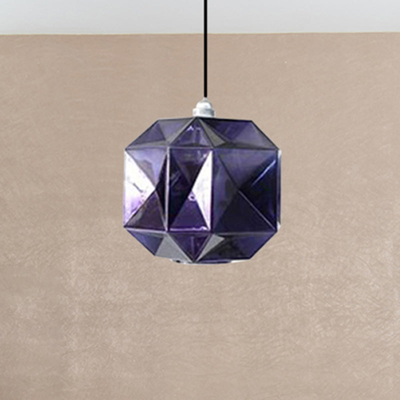 Iluminación colgante de diamantes vidrio posmoderno 1 azul claro/dorado/luz de techo colgante