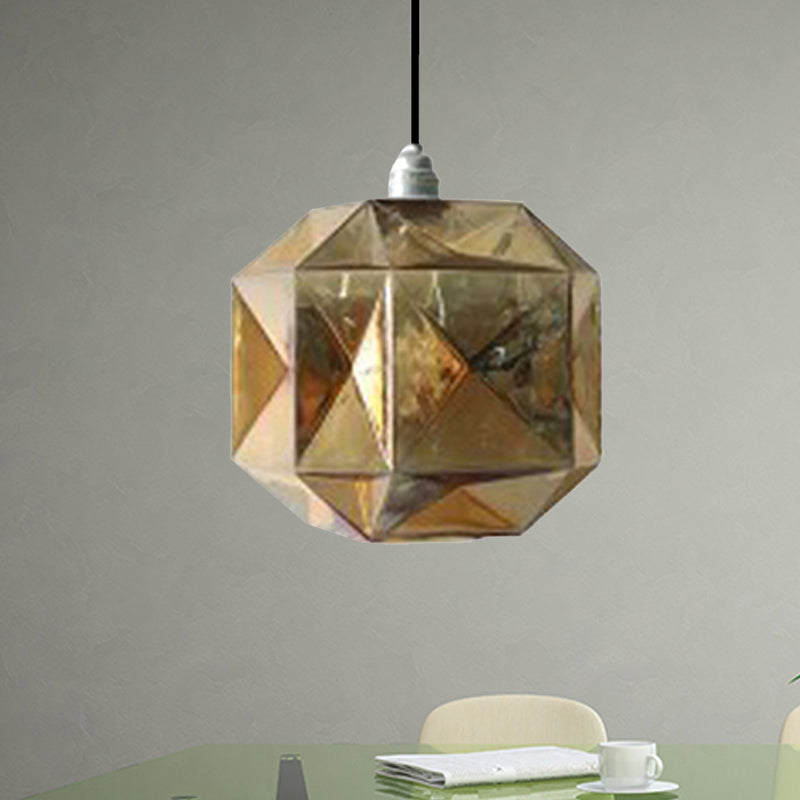 Iluminación colgante de diamantes vidrio posmoderno 1 azul claro/dorado/luz de techo colgante