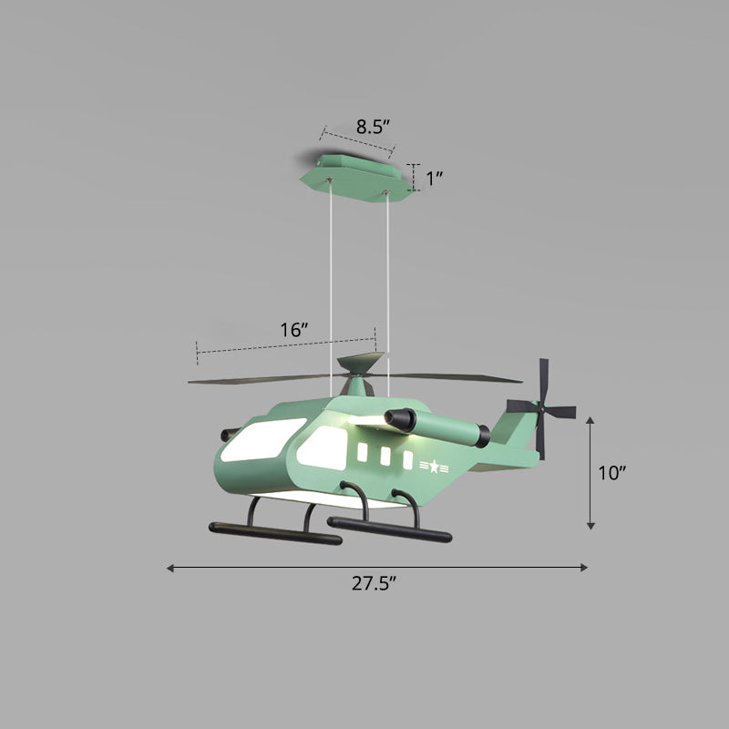 Metal Helicopter Chandelier Lamp Kids Style LED Hanging Ceiling Light for Boys Bedroom