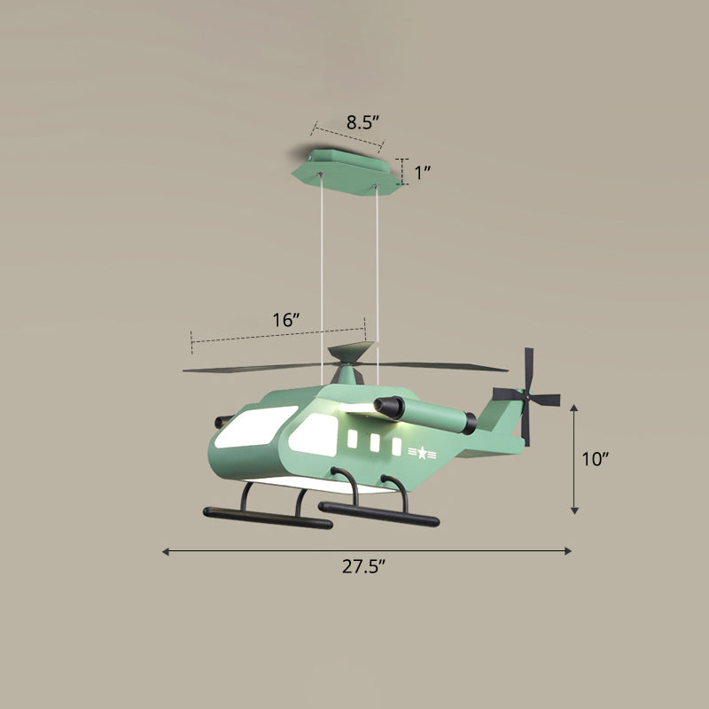 Metal Helicopter Chandelier Lamp Kids Style LED Hanging Ceiling Light for Boys Bedroom