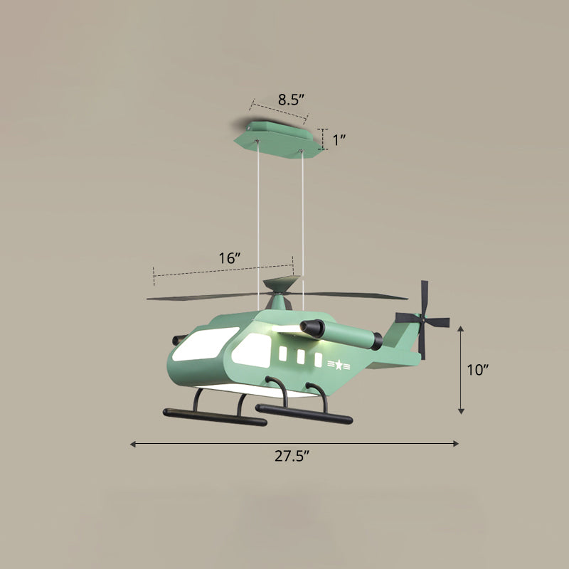 Metal Helicopter Chandelier Lamp Kids Style LED Hanging Ceiling Light for Boys Bedroom