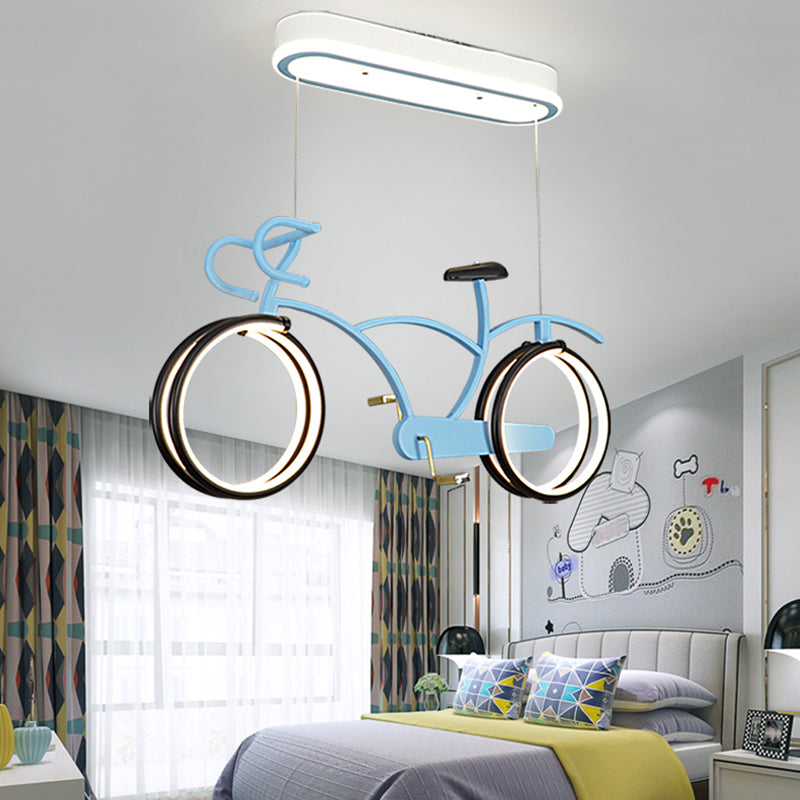 Fiets led hanger kroonluchter creatieve acryl kinderen slaapkamer hangende verlichtingsarmatuur