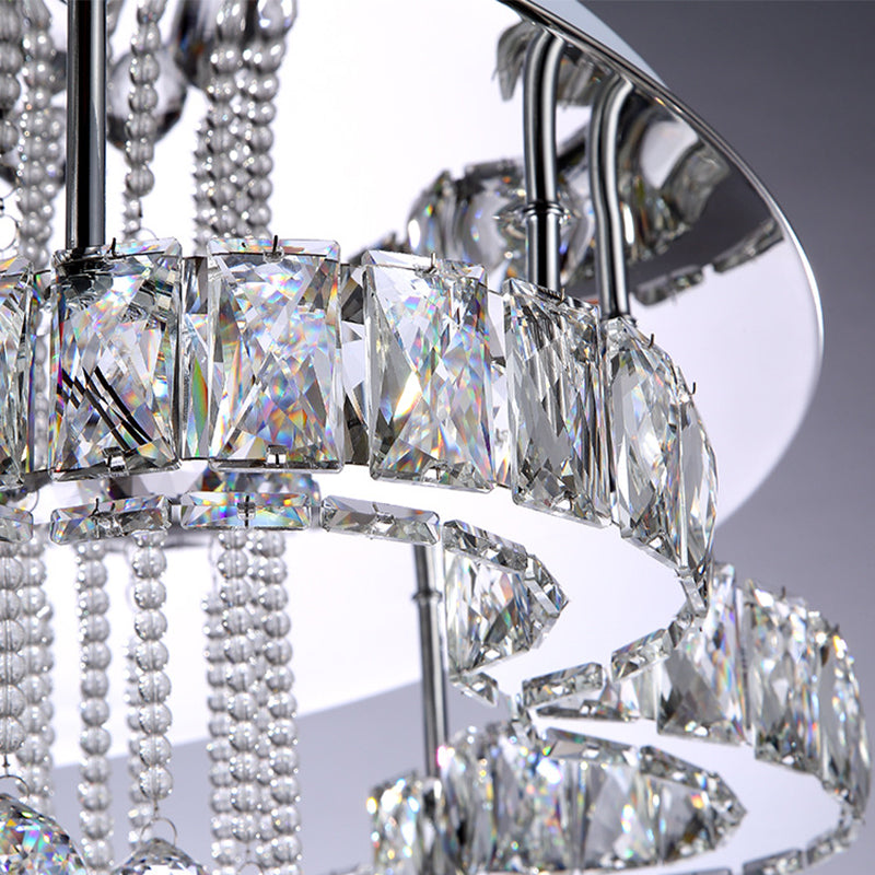 Moderne Blumen-Deckenleuchte, K9-Kristall, Wohnzimmer-LED-Unterputzbeleuchtung in Chrom