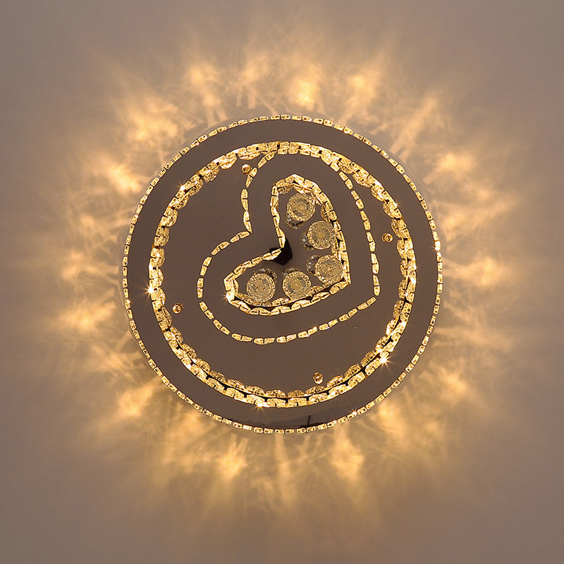 Runde Kristall -LED -Deckenleuchte Nordischer Chrom -Halbflush -Licht für Schlafzimmer