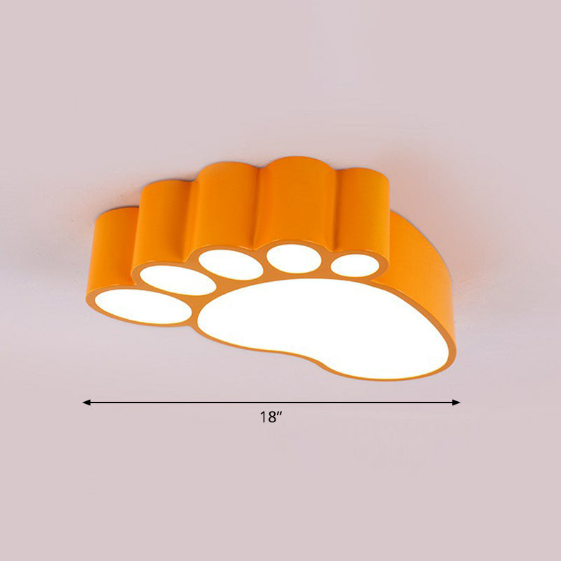Childrens Feet Shaped Flush Mount Metallic Bedroom LED Flush Ceiling Light Fixture