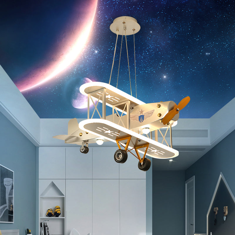 Biplane Acrylic Suspension Light Creative LED Chandelier Pendant Light for Boys Room