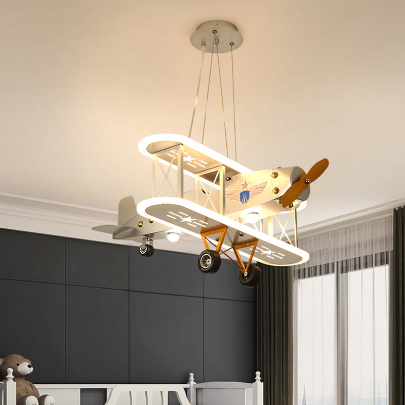Biplane Acrylic Suspension Light Creative LED Chandelier Pendant Light for Boys Room