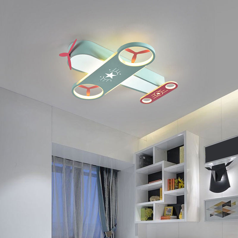 Creative Cartoon LED Flush Light Aircraft Shaped Ceiling Mount Lamp with Acrylic Shade