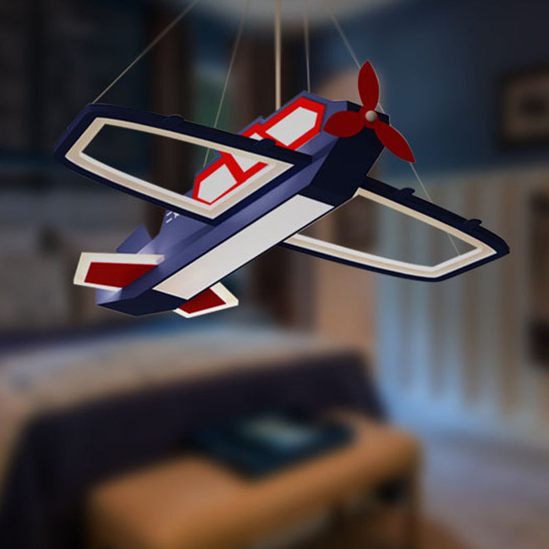 Éclairage pendentif avion bleu foncé lustre en métal LED LED pour chambre à coucher