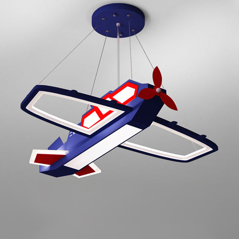 Éclairage pendentif avion bleu foncé lustre en métal LED LED pour chambre à coucher