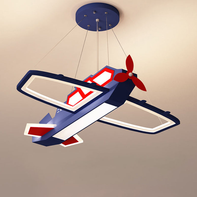 Éclairage pendentif avion bleu foncé lustre en métal LED LED pour chambre à coucher
