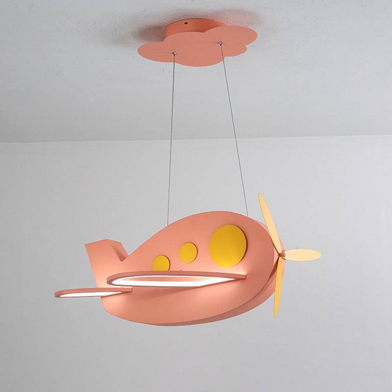 Vliegtuigvormige babykamer kroonluchter metalen LED cartoon plafond suspensielamp