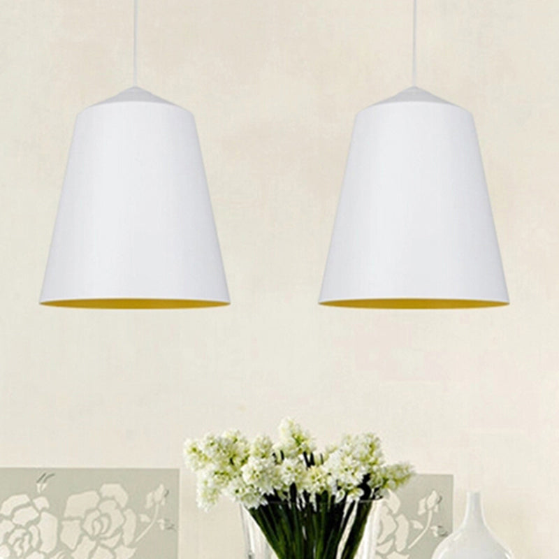 6"/13" Wide Bell Pendant Lighting Modern Metal 1 Light Black/White Hanging Ceiling Light