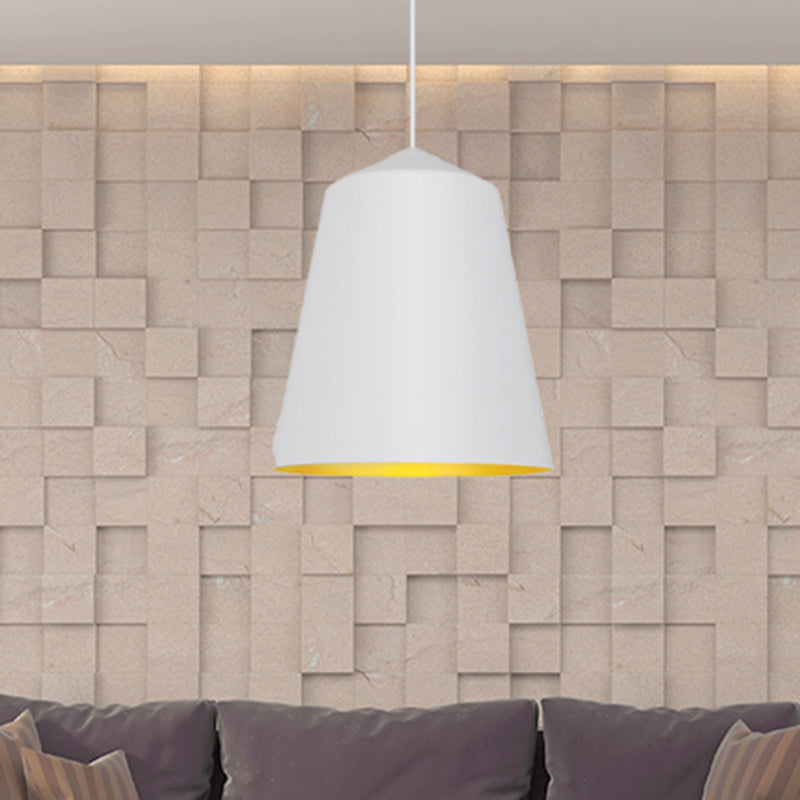 6"/13" Wide Bell Pendant Lighting Modern Metal 1 Light Black/White Hanging Ceiling Light