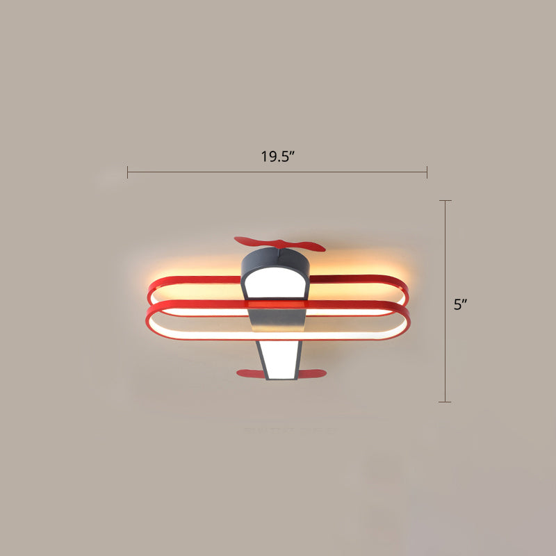 Biplane Childrens Room Deckenlampe Metallic Creative LED Semi Flush Mount Lighting