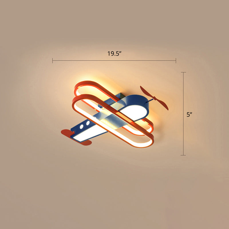 Biplane Childrens Room Deckenlampe Metallic Creative LED Semi Flush Mount Lighting