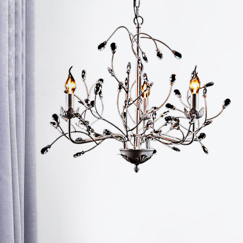 Chandelier en métal créatif en métal créatif de brindille blanc