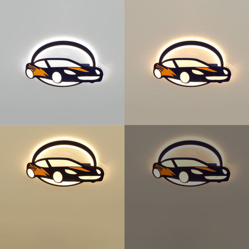 Sport Car Ceiling Light Creative Cartoon Acrylic Boys Bedroom Flush Mount Lighting in Blue