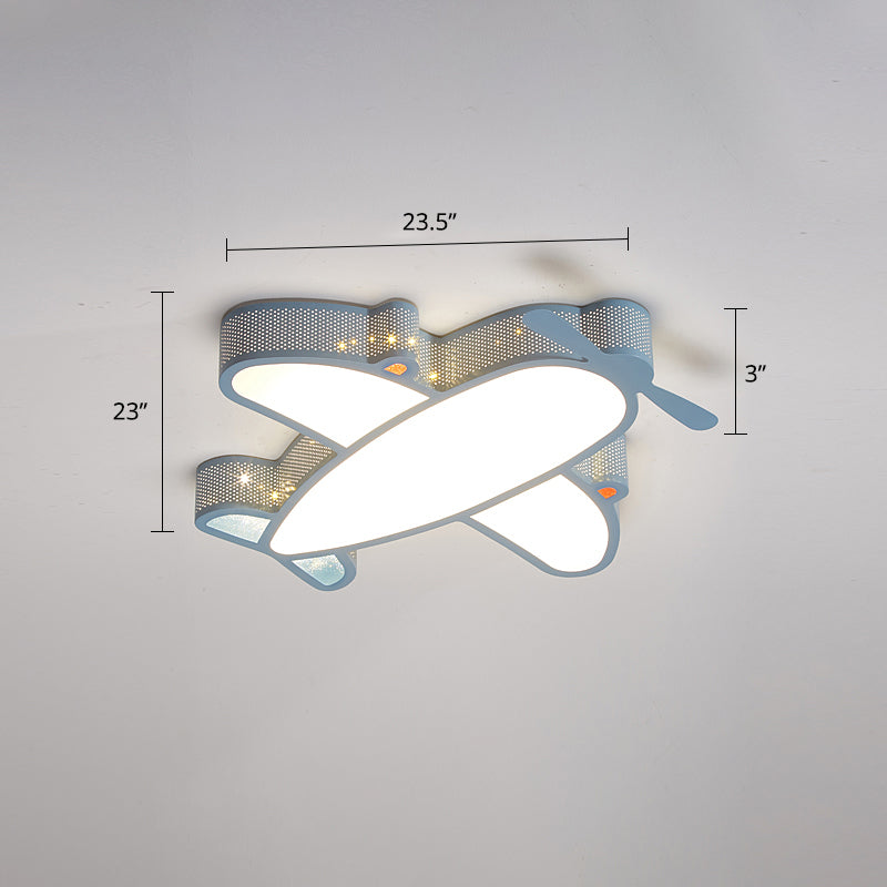 Metal Airplane Flushmount Light Cartoon LED Ceiling Light Fixture with Hollowed-out Design