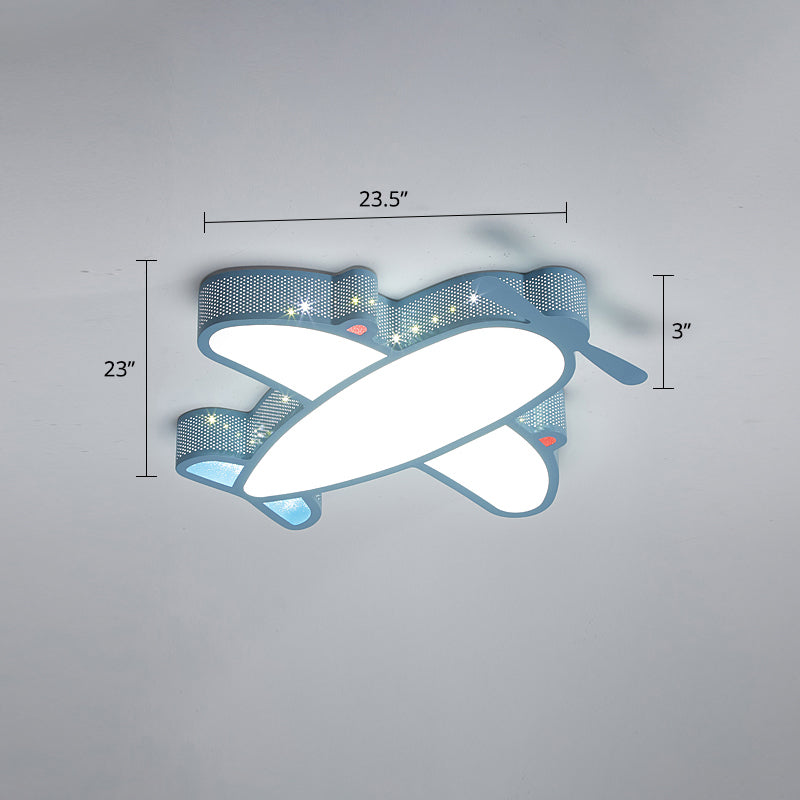 Metal Airplane Flushmount Light Cartoon LED Ceiling Light Fixture with Hollowed-out Design