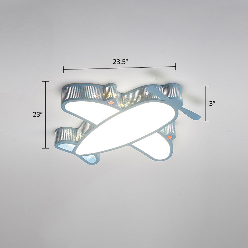 Metal Airplane Flushmount Light Cartoon LED Ceiling Light Fixture with Hollowed-out Design