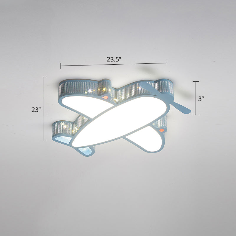 Metal Airplane Flushmount Light Cartoon LED Ceiling Light Fixture with Hollowed-out Design